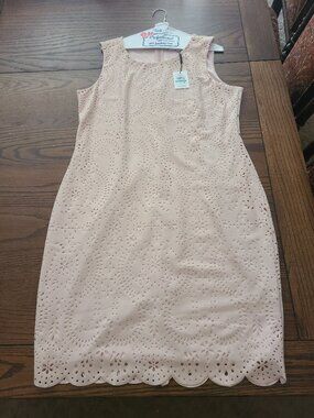 NWT Calvin Klein Blush Pink Laser Cut Eyelet Sheath Dress Size 16